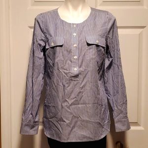 NWOT Vineyard Vines Blue/White Stripes Women's Long Sleeve Shirt - Size 8